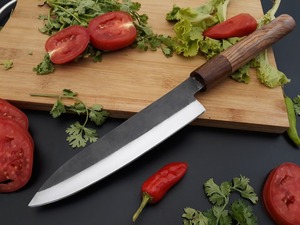 Cuchillo de Chef de Acero al Carbono Forjado a Mano, Hoja de 8-9.9 Pulgadas, Acabado Satinado, Estilo Japonés, Mango de Madera, para Mano Derecha - Product Image 1