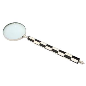 Silver Rim <b>Magnifying</b> <b>Glass</b> With Large Chess Pattern Handle OEM Support Nautical Magnifier For Learning & Inspection Use - Product Image 1