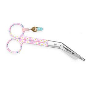 กรรไกรตัดผ้าพันแผลสำหรับพยาบาล ทำจากสแตนเลส คมสำหรับการดูแลบาดแผลและการกู้ภัย ปลายมนเพื่อความปลอดภัย ลายดอกเดซี่สีชมพู ได้รับการรับรองมาตรฐาน CE - Product Image 4