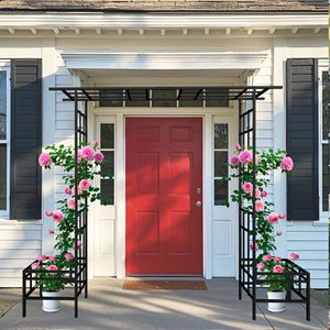 Arco da Giardino in Metallo a Larghezza Regolabile W68.11 ~W94.29 Nero per Esterni, Supporto per Piante Rampicanti, Traliccio/Portico per Rose - Product Image 3