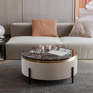 Mesa de Centro Cuadrada Extensible Moderna para Sala de Estar, Mesa de Madera con Almacenamiento, Diseño de Muebles Contemporáneos para el Hogar - Product Image 4