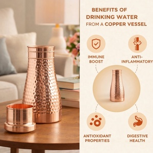 Botella de Agua de Cobre Premium, Diseño Martillado Elegante, Reutilizable, Ecológica, 1000 ml, Libre de BPA, Duradera, para Viajes, Deportes al Aire Libre, Regalo - Product Image 6