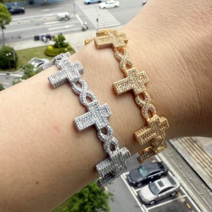Cross Link Infinity Chain <b>Men</b> Hip Hop Bracelet Iced Out Cubic Zirconia Paved Cross Fashion Jewelry - Product Image 4