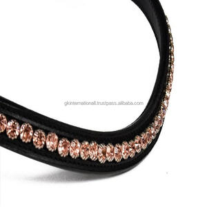 1 Fila de cristales dorados personalizados con incrustaciones de diamantes decorativos hechos a mano, banda de cuero para cejas de caballo en mazorca completa - Product Image 1
