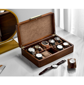 Boîte à montres en bois artisanale avec 5 emplacements, boîte organisatrice de montres, artisanat royal, boîte à montres en bois d'acacia - Product Image 6