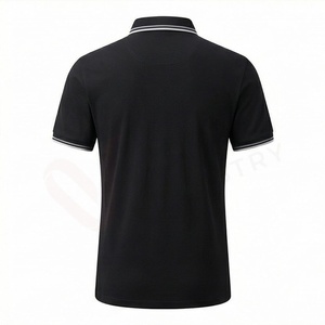 Polo à manches courtes pour homme, noir, 100% coton piqué, respirant, coupe classique, design tricoté uni - Product Image 2