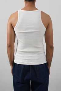 Débardeur pour homme fabriqué au Pakistan, de qualité supérieure, blanc, côtelé, sans manches, col rond, ajusté, en coton, vêtement décontracté moderne - Product Image 2