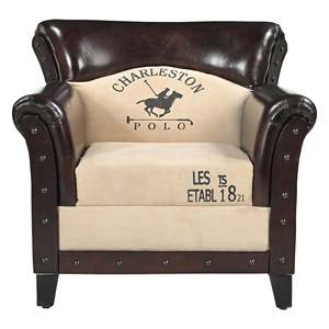 Fauteuil Chesterfield traditionnel en cuir véritable brun de qualité supérieure avec dossier capitonné, accoudoirs roulés et pieds en bois massif - Product Image 2