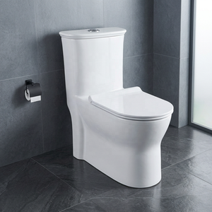 WC monobloc moderne en céramique à chasse d'eau par siphon, double chasse, avec siphon en P et en S, pour salle de bain d'hôtel de luxe - Product Image 2