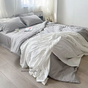Flax Linen Fabric Linen Bedding Set for Hotel 100% Linen <b>Sheet</b> Queen Size Bedding Sets - Product Image 1