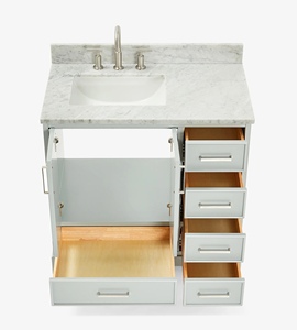 Mueble de Baño Personalizado Mary de 37 Pulgadas con Lavabo a la Izquierda, Solo Mueble, 3 Opciones de Acabado, Fabricante OEM de Vietnam - Product Image 5