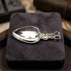 Pendentif en cristal argent sterling 925, bijoux indiens faits à la main avec pierres précieuses, collier élégant pour femme, à porter au quotidien - Product Image 3
