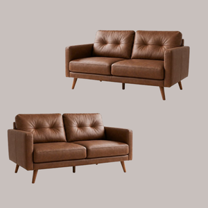 Professional <b>Sofa</b> Manufacturer Brown Genuine Leather Sectional Modern Two Seater Wood Legs Durable Living Room Furniture OEM ODM - Product Image 2