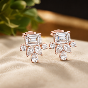 BRA Certificated with Moissanite <b>Earrings</b> Rose Gold Plated Vintage Drop <b>Earrings</b> Emerald Cut Diamond Wedding Women's <b>Earrings</b> - Product Image 2