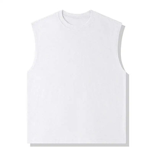 Camiseta sin Mangas Blanca para Hombre, Cuello Redondo, Tejido de Punto, Color Sólido, Vintage, Spandex/Poliéster, Secado Rápido, Ecológica, Transpirable - Product Image 1