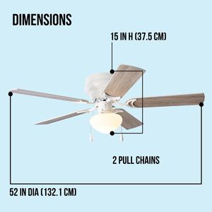 Ventilateur de plafond à profil bas de 52 pouces avec kit d'éclairage LED, 5 pales, moteur DC, blanc - Product Image 5