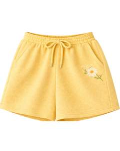 ชุดเซ็ตสองชิ้น เสื้อครอปแขนกุดสีเหลืองลายริบบิ้นสำหรับผู้หญิง และกางเกงขาสั้น ลายดอกไม้ ชุดลำลองฤดูร้อน สั่งทำได้ - Product Image 2