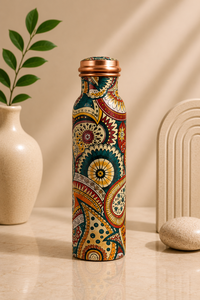 Rose Gold Floral Enamel <b>Copper</b> Water <b>Bottle</b> – Luxury Leakproof Ayurvedic <b>Copper</b> <b>Drinking</b> <b>Bottle</b> for Home Office Travel and Gift - Product Image 4