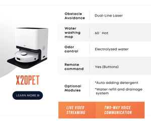 Robot aspirador X20PET con navegación láser LDS y filtro HEPA H13, diseñado para la limpieza de pelo de mascotas en hogares con mascotas sensibles a los olores. - Product Image 3
