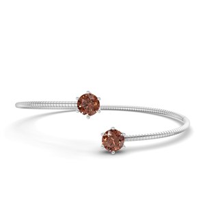 Bracelet jonc Elora Flexi en or blanc 14 carats avec diamant de laboratoire brun (1 carat) Tw. Bracelets de mariage élégants pour le tennis, vente en gros de bijoux - Product Image 3