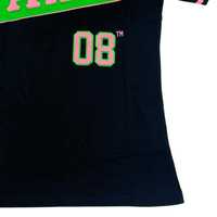 Camiseta Deportiva Negra para Mujer, Cuello Redondo, Bordado con Letras Griegas, Premium
