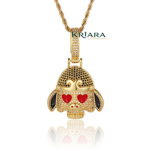 Colgante de cerdo de dibujos animados de plata 925 con moissanita, chapado en oro y rodio, dijes temáticos bonitos, unisex, para uso diario - Product Image 2