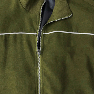 Survêtement vert olive pour homme, coupe classique, couleur unie, fermeture éclair, poches latérales, tenue décontractée pour l'automne - Product Image 3