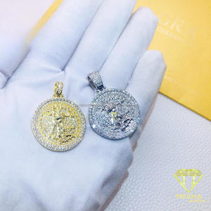 Premium Iced Moissanite Diamond Pendant with <b>Round</b> <b>Frame</b> and Sparkling 925 Sterling Silver Jewelry Design - Product Image 1
