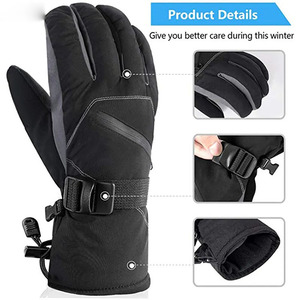 Gants de ski d'hiver à thème ski, coupe-vent, compatibles écrans tactiles, avec doublure polaire épaisse, unisexes - Product Image 4