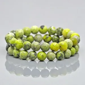 Natural Serpentine 8mm Smooth Round AA Grade Gemstone Beads <b>Stretch</b> <b>Bracelet</b> Healing Jewelry Wholesale - Product Image 1
