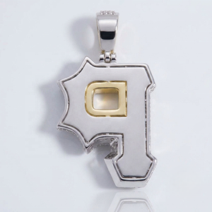 Colgante de Letra P Personalizado en Plata 925 Chapada en Oro con Moissanita VVS de Dos Tonos, Diseño 3D Iced Out, Estilo Hip Hop, Inicial, Regalo OEM ODM - Product Image 2