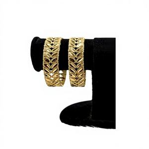 Luxury 22K Solid <b>Gold</b> Leaf Design <b>Bangles</b> for Women Traditional Indian Bridal Jewelry <b>Set</b> Wedding & Party Gift 23.350 Grams - Product Image 1