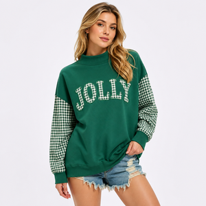 Wholesale Autumn Winter Red Mock Neck Letter Printed Pullover Loose Casual Holiday <b>Christmas</b> <b>Sweatshirt</b> <b>for</b> <b>Women</b> - Product Image 1