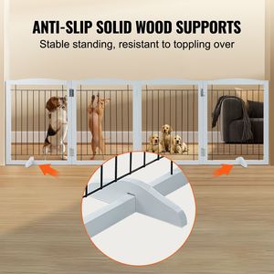 Cancelletto per Cani Autoportante in PVC e Rete, 81 cm (H) x 245 cm (L), Pieghevole a 4 Pannelli per Passaggi Larghi e Stretti, Espandibile - Product Image 4