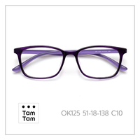 Lunettes Tam Tam carrées à monture intégrale OK125 51-18-138 C6 unisexe, verres acryliques anti-lumière bleue, légères, pour usage quotidien