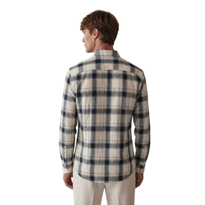 Chemise en flanelle à carreaux noire neutre pour homme, manches longues, boutonnée, chemise décontractée à carreaux, tissu brossé doux, streetwear quotidien - Product Image 2