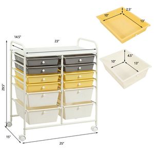 Carrello Portaoggetti a 12 Cassetti per Organizzazione e Conservazione di Carta per Scrapbooking - Product Image 5