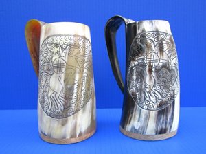 Magnifique tasse à eau en corne de buffle faite à la main, tasse en corne naturelle, vaisselle rustique pour la maison, le bar, la ferme, les fêtes et les mariages - Product Image 2