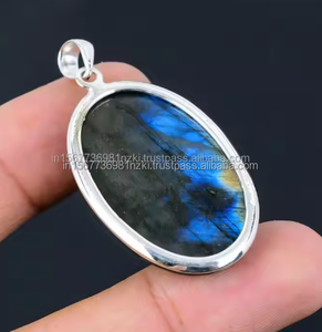 Pendentif en pierres précieuses de qualité supérieure 925 pendentif en argent Sterling cadeau pour les femmes cadeau d'anniversaire pour sa forme anneau Labradorite bijoux - Product Image 5