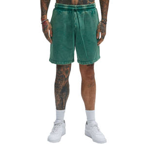 Pantalones Cortos Personalizados para Hombre, Estilo Vintage, Lavado Ácido, con Cordón, Efecto Desteñido, Borde Crudo, Estampado Puff, 100% Algodón, Cintura Media, Ecológicos - Product Image 1