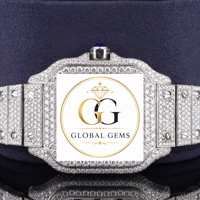Montre mécanique automatique de qualité supérieure avec diamants moissanite carrés et verre saphir pour homme, idéale pour les soirées, à prix avantageux