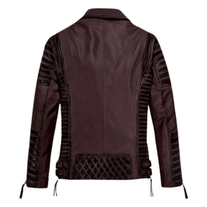 Veste en cuir pour homme multicolores, style motard classique, en cuir véritable, conçue pour la conduite et la mode quotidienne - Product Image 2