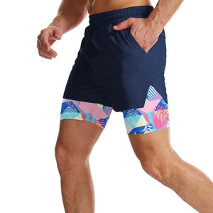Shorts de sport 2 en 1 pour hommes au design athlétique moderne, alliant fonctionnalité, apparence élégante, look contemporain et design intelligent. - Product Image 5