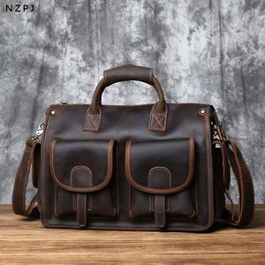 Sac pour ordinateur portable en cuir véritable durable pour hommes, sacoche d'affaires pour le bureau, usage quotidien, sac à bandoulière LLB-0397 - Product Image 1
