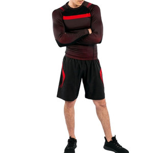 Camiseta de Compresión de Manga Corta Roja para Hombre, Cuello Redondo, Transpirable, de Secado Rápido, Ajustada, Deportiva, de Punto, de Poliéster y Elastano, para Entrenamiento en el Gimnasio - Product Image 2