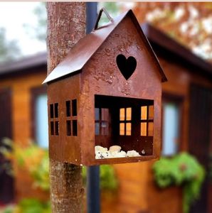 Nichoir décoratif en métal pour oiseaux, abri pour la reproduction des oiseaux, mangeoire suspendue, nichoir décoratif en fer pour extérieur, balcon, jardin. - Product Image 5