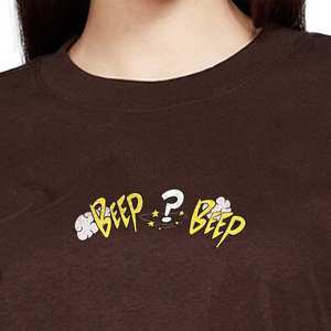 เสื้อยืดโอเวอร์ไซส์สีน้ำตาลสำหรับผู้หญิง แขนสั้น สวมใส่สบาย ทรงหลวม ผ้าฝ้ายนุ่ม พิมพ์ลายกราฟิก สไตล์สตรีทแวร์ - Product Image 5