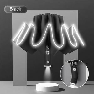 Paraguas Automático de 3 Pliegues con Linterna LED y Mango con Franja Reflectante, Venta al Por Mayor de Alta Calidad y Personalizable - Product Image 1