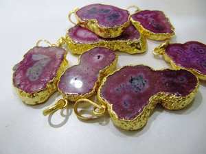 Connecteurs, pendentifs et breloques raffinés en stalactite de quartz solaire rose foncé naturel - Product Image 5