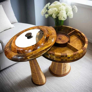 Bol à fruits secs élégant en bois fait main avec couvercle, tailles personnalisées, bol en bois traditionnel fait main, produit en bois en gros - Product Image 2